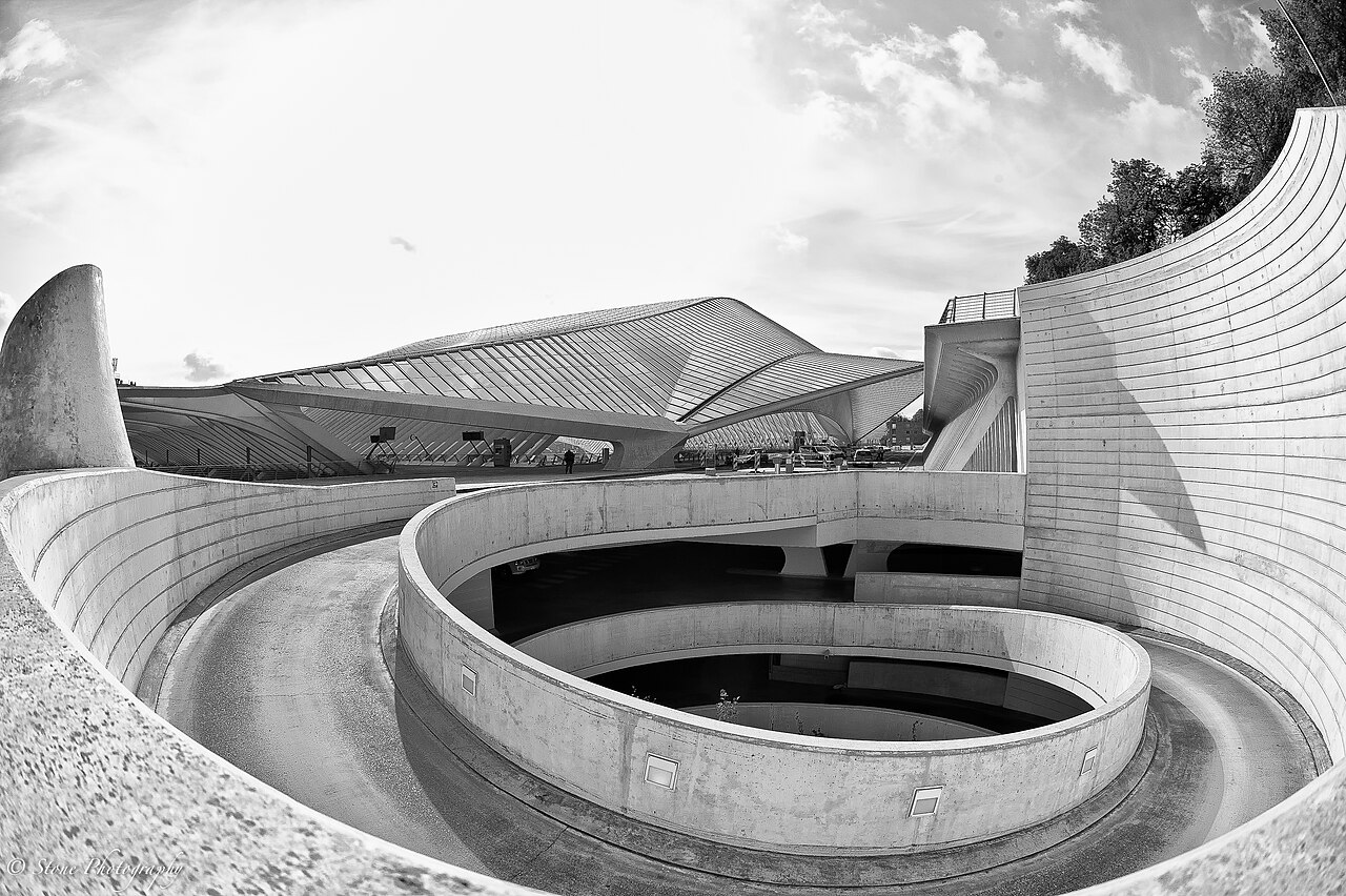 Liège-Guillemins station and its sweeping roof.